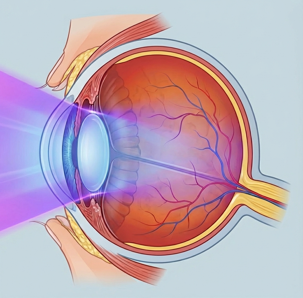 laser tratamiento crosslinking incidiendo en cornea